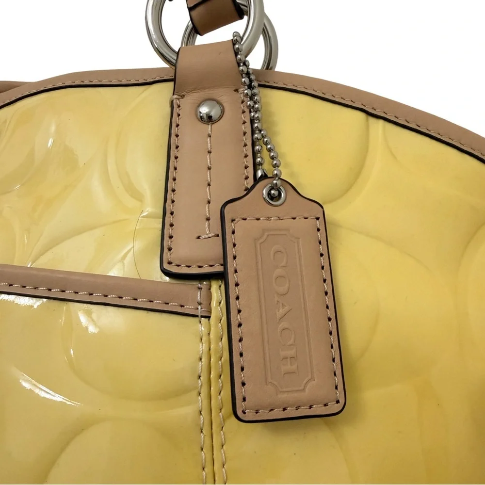 COACH Handbag Peyton Embossed Patent Leather Yellow F25188